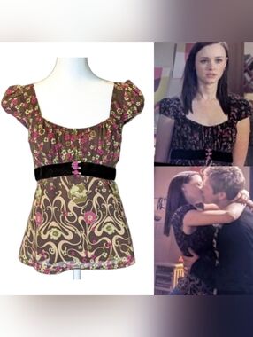 ASO Gilmore Girls Vintage Nanette Lepore Top Silk Rory Gilmore Y2K